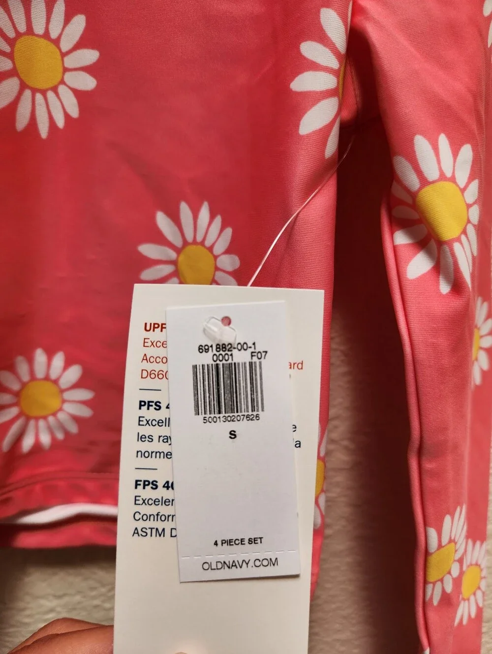 Old Navy Girls 4 Piece Matching Tankini Swim Set Pink Daisy Size Small